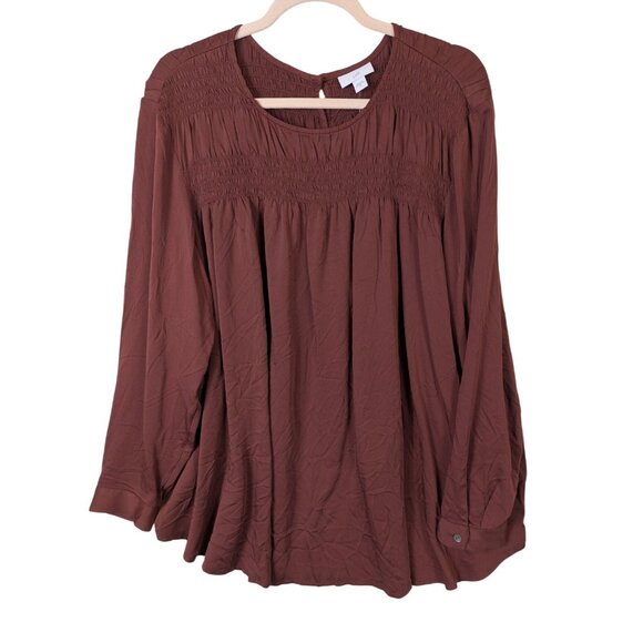 J Jill Clove Top Women size XL Long Sleeves Classic Flowy Gathered Victorian